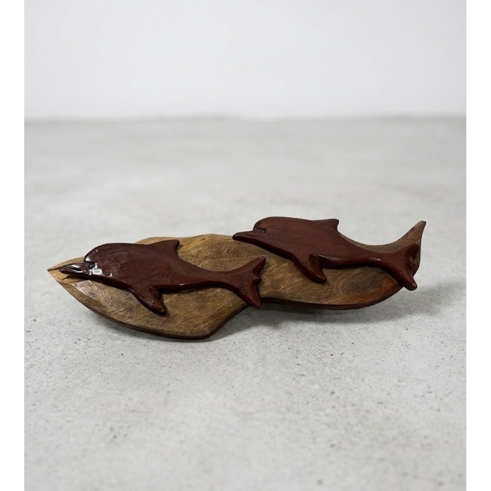 Danny Mason Hand Carved Wood Dolphin Wall Art Florida Keys Signed 2012 16.5in